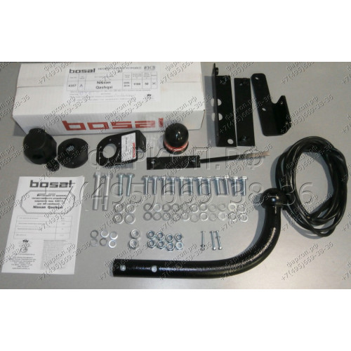 4357-A ORIS Фаркоп на Nissan Qashqai 2007-2014, в т.ч. Qashqai+2. Необходима подрезка бампера. Тип шара: A. Нагрузки: 1100/50 кг, масса фаркопа 18,2 кг (без электрики в комплекте)