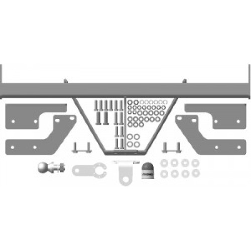 92507-FE MOTODOR Фаркоп с оцинкованным шаром на Toyota Hilux 2015-, JAC T6 2019-, Sollers ST6 2023-, Sollers ST8 2025- без выреза в бампере. Тип шара: FE. Нагрузки: 2900/120 кг, масса фаркопа 26,5 кг (без электрики в комплекте)