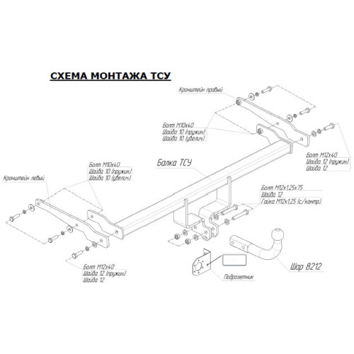 2856-A ORIS Фаркоп на Suzuki SX4 S-Cross 2013-2022. Необходима подрезка бампера. Тип шара: A. Нагрузки: 1500/75 кг, масса фаркопа 17,9 кг (без электрики в комплекте)
