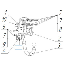 3095-A ORIS Фаркоп на Toyota Land Cruiser Prado J150 4x4 2009-2023, Lexus GX 2010-2023. Необходима подрезка бампера. Тип шара: A. Нагрузки: 3500/140 кг, масса фаркопа 11 кг (без элект