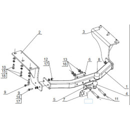 4380-F ORIS Фаркоп на Acura MDX 2014-2021, Honda Pilot 2016-2022 без выреза в бампере. Тип шара: F. Нагрузки: 2500/100 кг, масса фаркопа 30 кг (без электрики в комплекте)