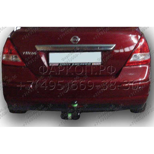 N119-A Лидер-плюс ТСУ для Nissan Tiida седан 2007-2014 без выреза бампера. Нагрузки: 1000/50 кг, масса фаркопа 15,22 кг (без электрики в комплекте)