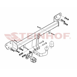 B-047 STEINHOF Фаркоп на BMW 7-Series E65/E66 05/2005-2008. Требуется подрезка бампера. Тип шара: A. Нагрузки: 2300/100 кг, масса фаркопа 14,45 кг (без электрики в комплек