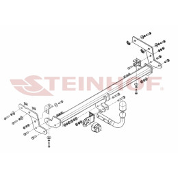 C-045 STEINHOF Фаркоп на Citroen C-Elysee 2013-2016, Peugeot 301 2013-2016 без подрезки бампера. Тип шара: A. Нагрузки: 1400/75 кг, масса фаркопа 17,1 кг (без электрики в комплек