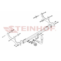 D-080 STEINHOF Фаркоп на Renault Sandero 2009-2014, Renault Sandero Stepway 2010-2014. Требуется подрезка бампера. Тип шара: A. Нагрузки: 1360/75 кг, масса фаркопа 17,5 кг (без электр