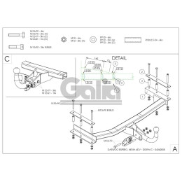 D039C GALIA Полностью оцинкованный фаркоп на Daewoo Nexia седан 1995-2010, Daewoo Espero седан 1995-1997. Тип шара: C (горизонтальный съемный). Установка без снятия и в