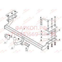 DW 07 AVTOS Фаркоп на Ravon Gentra 2015-2018, Daewoo Gentra 2013-2015, Chevrolet Lacetti седан 2004-2012 без подрезки бампера. Тип шара: A. Нагрузки: 1100/75 кг, масса фаркопа 16 кг (без э