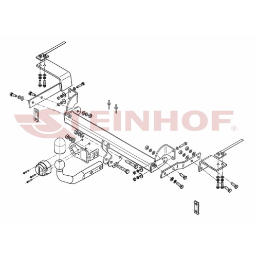 F-043 STEINHOF Фаркоп на FIAT 500, кроме Abarth 2007-2010, 2010- без подрезки бампера. Тип шара: A. Нагрузки: 800/60 кг, масса фаркопа 13,5 кг (без электрики в комплекте)