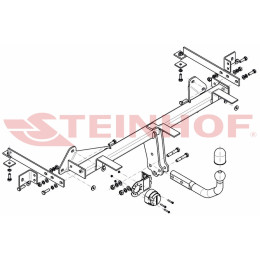 F-060 STEINHOF Фаркоп на FIAT 500L Trekking 2012-2017, FIAT 500L Cross 2018-2022. Требуется подрезка бампера. Тип шара: A. Нагрузки: 1200/90 кг, масса фаркопа 17,01 кг (без электрик