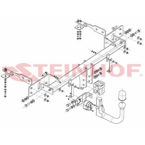 F-151 STEINHOF Фаркоп на FIAT Panda III 4WD (также Van) (кроме Cross) 2012-2022. Требуется подрезка бампера. Тип шара: AV (вертикальное быстросъемное крепление шара на ключе). Нагрузки: 1000/60 кг, масса фаркопа 18,8 кг (без электрики в комплекте)