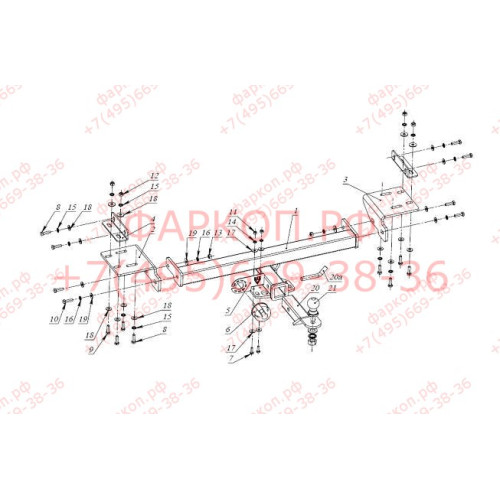 FA 0492-E Бизон Фаркоп на Hyundai ix35 2010-2015 без подрезки бампера. Тип шара: E (легкосъемный шар под квадрат). Нагрузки: 2800/120 кг. Не комплектуется электрикой