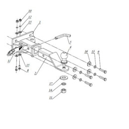 FA 0572-E Бизон Фаркоп на Toyota Hilux 2010-2015 без подрезки бампера. Тип шара: E (легкосъемный шар под квадрат). Нагрузки: 2800/120 кг. Не комплектуется электр