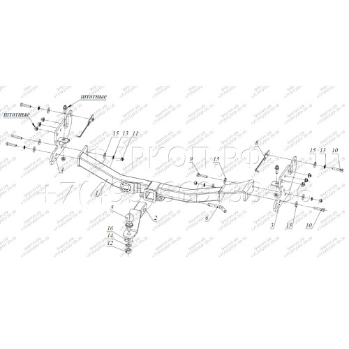 FA 1005-E Бизон Фаркоп на Mitsubishi Pajero Sport II 2008-2016, Mitsubishi Pajero Sport III 2016-2021 без подрезки бампера. Тип шара: E (легкосъемный шар под квадрат). Нагрузки: 3200/120 кг. Не комплектуется электрикой