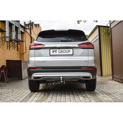 GEA-21-991122.00 PT GROUP Фаркоп на Belgee X70 2024-, Geely Atlas Pro 2021-2024 без подрезки бампера. Тип шара: E (легкосъемный шар под квадрат). Нагрузки: 1500/75 кг, масса фаркопа 16,8 кг (без электрики в комплекте)