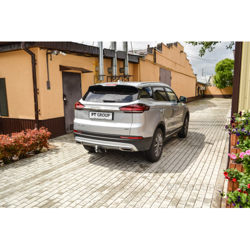 GEA-21-991122.00 PT GROUP Фаркоп на Belgee X70 2024-, Geely Atlas Pro 2021-2024 без подрезки бампера. Тип шара: E (легкосъемный шар под квадрат). Нагрузки: 1500/75 кг, масса фаркопа 16,8 кг (без электрики в комплекте)