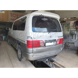 H.T53.E HALTY Фаркоп на Toyota Granvia 1995-2004, Toyota Grand Hiace 1999-2002, Toyota Hiace H12, H22, H18, H28 1995-2005 без подрезки бампера. Тип шара: E. Нагрузки: 750/75 кг, масса фаркопа 18,6 к