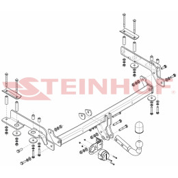 H-077 STEINHOF Фаркоп на Honda CR-V 1997-2002. Требуется подрезка бампера. Тип шара: A. Нагрузки: 1500/75 кг, масса фаркопа 17,5 кг (без электрики в комплекте)