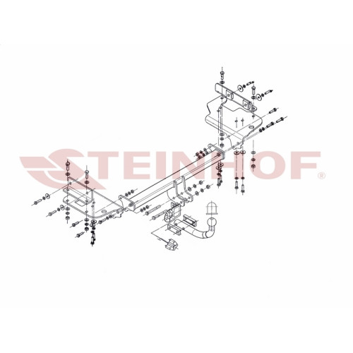 H-278 STEINHOF Фаркоп на Hyundai Tucson 2004-2010, Kia Sportage II 01/2005-07/2010. Требуется подрезка бампера. Тип шара: A. Нагрузки: 1800/75 кг, масса фаркопа 24,1 кг (без электрики в комплекте)