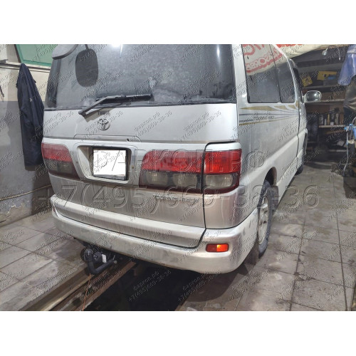 H.T57.A HALTY Фаркоп на Toyota Hiace Regius, Toyota Regius, Toyota Touring Hiace 1997-2002 без подрезки бампера. Тип шара: A. Нагрузки: 750/75 кг, масса фаркопа 12,9 кг