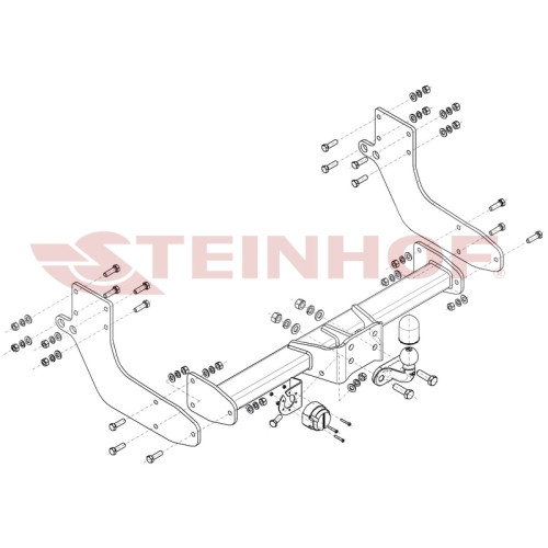 I-023 STEINHOF Фаркоп на Iveco Daily 35C фургон со ступенькой (межосевое: 4100 мм) (с двойными колесами) 2014- без снятия и подрезки бампера. Тип шара: F. Нагрузки: 3500/250 кг, масса фаркопа 31,15 кг (без электрики в комплекте)
