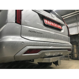 TCU00279 ТСС Фаркоп на Mitsubishi Pajero Sport 2021- с накладкой с надписью Pajero Sport без подрезки бампера. Тип шара: E (шаровый узел под американский квадрат). Н