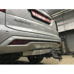 TCU00279 ТСС Фаркоп на Mitsubishi Pajero Sport 2021- с накладкой с надписью Pajero Sport без подрезки бампера. Тип шара: E (шаровый узел под американский квадрат). Н