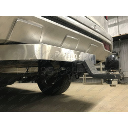 TCU00279 ТСС Фаркоп на Mitsubishi Pajero Sport 2021- с накладкой с надписью Pajero Sport без подрезки бампера. Тип шара: E (шаровый узел под американский квадрат). Н
