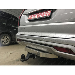 TCU00279 ТСС Фаркоп на Mitsubishi Pajero Sport 2021- с накладкой с надписью Pajero Sport без подрезки бампера. Тип шара: E (шаровый узел под американский квадрат). Н