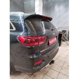 HSF-18-991124.00 PT GROUP Фаркоп с нержавеющей накладкой на Kia Sorento Prime рестайлинг 2018-2020, Hyundai Santa Fe 2018-2021 без подрезки бампера. Тип шара: E (легкосъемный ша