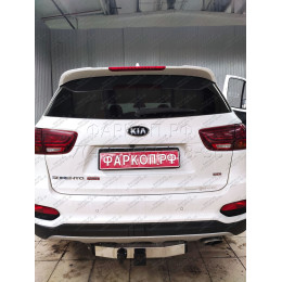 HSF-18-991124.00 PT GROUP Фаркоп с нержавеющей накладкой на Kia Sorento Prime рестайлинг 2018-2020, Hyundai Santa Fe 2018-2021 без подрезки бампера. Тип шара: E (легкосъемный ша
