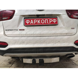 HSF-18-991124.00 PT GROUP Фаркоп с нержавеющей накладкой на Kia Sorento Prime рестайлинг 2018-2020, Hyundai Santa Fe 2018-2021 без подрезки бампера. Тип шара: E (легкосъемный ша