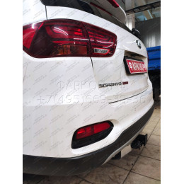 HSF-18-991124.00 PT GROUP Фаркоп с нержавеющей накладкой на Kia Sorento Prime рестайлинг 2018-2020, Hyundai Santa Fe 2018-2021 без подрезки бампера. Тип шара: E (легкосъемный ша