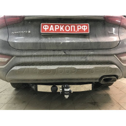 HSF-18-991124.00 PT GROUP Фаркоп с нержавеющей накладкой на Kia Sorento Prime рестайлинг 2018-2020, Hyundai Santa Fe 2018-2021 без подрезки бампера. Тип шара: E (легкосъемный ша