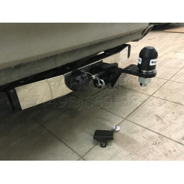 HSF-18-991124.00 PT GROUP Фаркоп с нержавеющей накладкой на Kia Sorento Prime рестайлинг 2018-2020, Hyundai Santa Fe 2018-2021 без подрезки бампера. Тип шара: E (легкосъемный ша