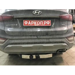 HSF-18-991124.00 PT GROUP Фаркоп с нержавеющей накладкой на Kia Sorento Prime рестайлинг 2018-2020, Hyundai Santa Fe 2018-2021 без подрезки бампера. Тип шара: E (легкосъемный ша