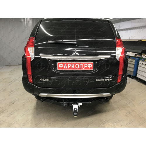 FA 1005-E Бизон Фаркоп на Mitsubishi Pajero Sport II 2008-2016, Mitsubishi Pajero Sport III 2016-2021 без подрезки бампера. Тип шара: E (легкосъемный шар под квадрат). Нагрузки: 3200/120 кг. Не комплектуется электрикой