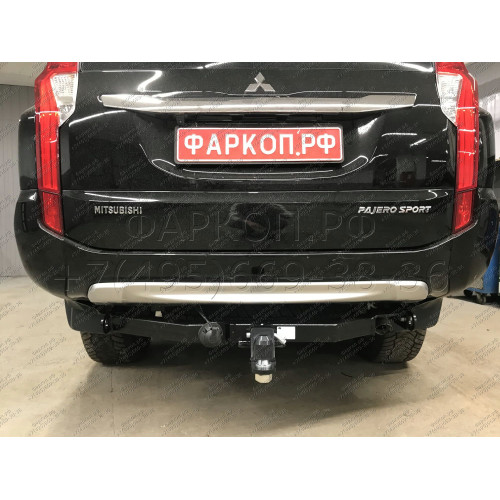 FA 1005-E Бизон Фаркоп на Mitsubishi Pajero Sport II 2008-2016, Mitsubishi Pajero Sport III 2016-2021 без подрезки бампера. Тип шара: E (легкосъемный шар под квадрат). Нагрузки: 3200/120 кг. Не комплектуется электрикой