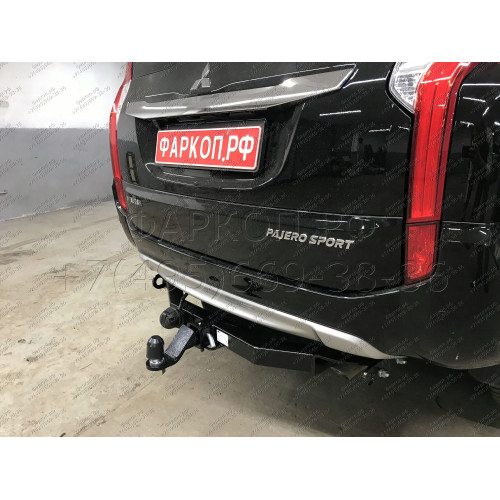 FA 1005-E Бизон Фаркоп на Mitsubishi Pajero Sport II 2008-2016, Mitsubishi Pajero Sport III 2016-2021 без подрезки бампера. Тип шара: E (легкосъемный шар под квадрат). Нагрузки: 3200/120 кг. Не комплектуется электрикой
