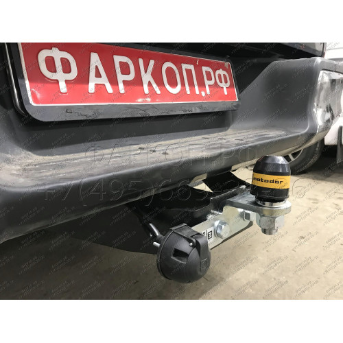 92507-FE MOTODOR Фаркоп с оцинкованным шаром на Toyota Hilux 2015-, JAC T6 2019-, Sollers ST6 2023-, Sollers ST8 2025- без выреза в бампере. Тип шара: FE. Нагрузки: 2900/120 кг, масса фаркопа 26,5 кг (без электрики в комплекте)