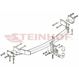 K-016 STEINHOF Фаркоп на Kia Sorento XM 2009-2012. Требуется подрезка бампера. Тип шара: A. Нагрузки: 2600/100 кг, масса фаркопа 22,6 кг (без электрики в комплекте)