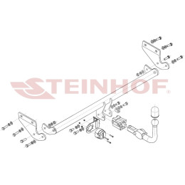 K-082 STEINHOF Фаркоп на Kia Rio II седан 2005-2009 без снятия и подрезки бампера. Тип шара: AH (горизонтальное быстросъемное крепление шара на ключе). Нагру