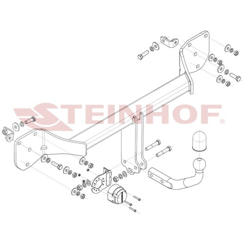 M-184 STEINHOF Фаркоп на Mercedes EQA H243 (также AMG Package) 02/2021-. Требуется подрезка бампера. Тип шара: A. Нагрузки: 1800/85 кг (без электрики в комплекте)