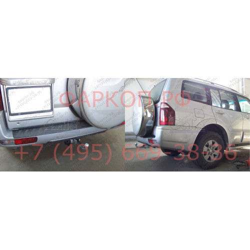 M082C GALIA Полностью оцинкованный фаркоп на Mitsubishi Pajero IV 2007-2020 (без подрезки бампера), Mitsubishi Pajero III 2000-2007 3/5 дверей V7 (невидимый вырез бампера). Тип шара: C (горизонтальный съемный). Нагрузки: 3500/135 кг, масса фаркопа 22,77 к