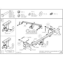 M097C GALIA Полностью оцинкованный фаркоп на Mercedes C-Class w203 седан / s203 универсал 2000-2007, Mercedes CLK-Class 2002-2009. Особенности: для нестандартного бампера тре
