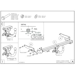 M140A GALIA Полностью оцинкованный фаркоп на Mazda 6 седан/универсал 2012-2022. Тип шара: A. Невидимый вырез бампера. Нагрузки: 2000/80 кг, масса фаркопа 17,22 к