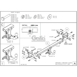 M141A GALIA Полностью оцинкованный фаркоп на Mercedes w205 седан/s205 универсал 2014-2021. Тип шара: A. Установка без выреза бампера. Нагрузки: 1900/100 кг, масса ф