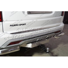 TCU00279 ТСС Фаркоп на Mitsubishi Pajero Sport 2021- с накладкой с надписью Pajero Sport без подрезки бампера. Тип шара: E (шаровый узел под американский квадрат). Н