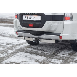 MPJ-99-991124.00 PT GROUP Фаркоп с нержавеющей накладкой на Mitsubishi Pajero III 2000-2008, IV 2008-2020 без подрезки бампера. Тип шара: E (легкосъемный шар под квадрат). На