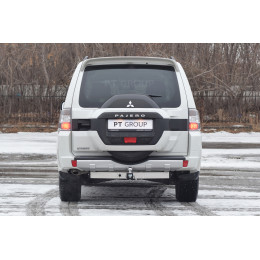 MPJ-99-991124.00 PT GROUP Фаркоп с нержавеющей накладкой на Mitsubishi Pajero III 2000-2008, IV 2008-2020 без подрезки бампера. Тип шара: E (легкосъемный шар под квадрат). На