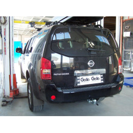 N041C GALIA Полностью оцинкованный фаркоп на Nissan Pathfinder R51 2004-2014. Подрозетник убирается за бампер. Тип шара: C (горизонтальный съемный). Невидимый в
